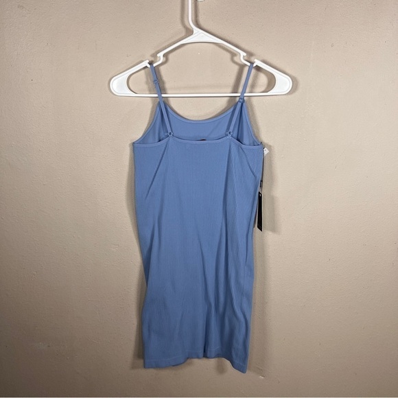 NEW LOVE NATION L/XL PASTEL BLUE RIBBED TANK SLEEVELESS STRETCH FITTED - Picture 4 of 10